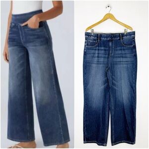 Halara Flex Wide Leg Jeans 1X Pull On Stretch Denim High Rise